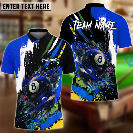 BlueJose Billiards Ball 8 Colorful Paint Style Personalized Name, Team Name Unisex Shirt (4 Colors)