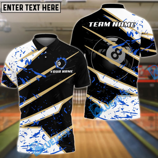 BlueJose Billiards Ball 8 Black White Stain Personalized Name, Team Name Unisex Shirt (4 Colors)