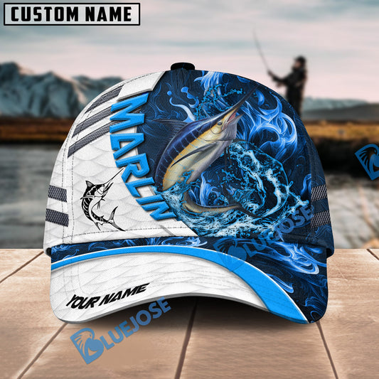 Bluejose Marlin Fishing White Blue Lava Sport Personalized Cap