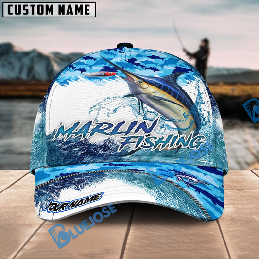 Bluejose Marlin Fishing Blue Water Camo Personalized Cap