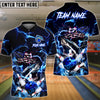 BlueJose Bowling And Pins Thunder American Flag Shark Customized Name, Team Name 3D Shirt (4 Colors)