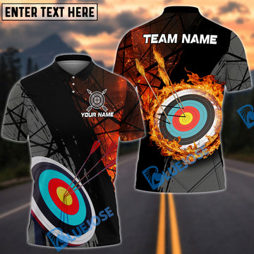 BlueJose Archery Grunge Flame Customized Name 3D Shirt (4 Colors)