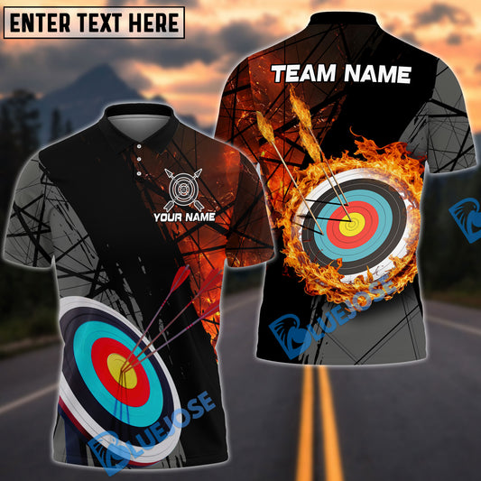 BlueJose Archery Grunge Flame Customized Name 3D Shirt (4 Colors)