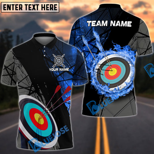 BlueJose Archery Grunge Flame Customized Name 3D Shirt (4 Colors)