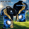 BlueJose Golf Golden Ball Fire Customized Name, Team Name 3D Shirts (6 Colors)