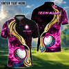 BlueJose Golf Golden Ball Fire Customized Name, Team Name 3D Shirts (6 Colors)
