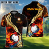 BlueJose Golf Golden Ball Fire Customized Name, Team Name 3D Shirts (6 Colors)