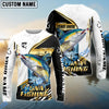 Bluejose Tuna Fishing Hook Graphic & Jumping Fish Art Custom Name & Team Name Shirt For Kids