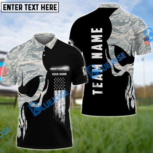 BlueJose Archery Skull Camo Flag Customized Name 3D Shirt (4 Colors)