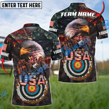 BlueJose USA Pride Eagle Archery Personalized Name, Team Name 3D Shirt