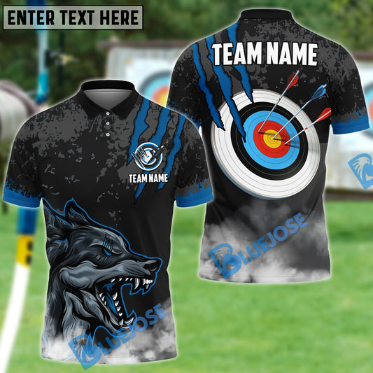 BlueJose Archery Wolf Scratch Customized Name 3D Shirt (4 Colors)