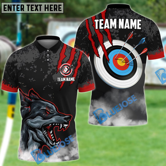 BlueJose Archery Wolf Scratch Customized Name 3D Shirt (4 Colors)