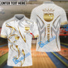 BlueJose Bowling And Pins White Royal Crown Design Customized Name, Team Name 3D Shirt (4 Colors)