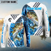 Bluejose Bass Fishing White Blue Lava Sport Custom Name & Team Name 3D Shirts