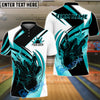 BlueJose Bowling And Pins Royal Black Flame Multicolor Options Personalized Name Shirt (4 Colors)