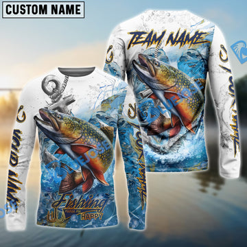 Bluejose Trout Fishing Anchor Ocean Splash Design Name & Team Name 3D Shirts
