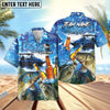 BlueJose Fishing Boat Blue Beer Personalized Hawaiian Shirt (12 Fish Species)