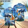 BlueJose Fishing Boat Blue Beer Personalized Hawaiian Shirt (12 Fish Species)