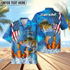 BlueJose Fishing Beer USA Flag Personalized Hawaiian Shirt (12 Fish Species)