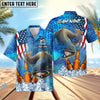 BlueJose Fishing Beer USA Flag Personalized Hawaiian Shirt (12 Fish Species)