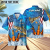 BlueJose Fishing Beer USA Flag Personalized Hawaiian Shirt (12 Fish Species)