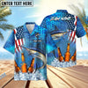 BlueJose Fishing Beer USA Flag Personalized Hawaiian Shirt (12 Fish Species)