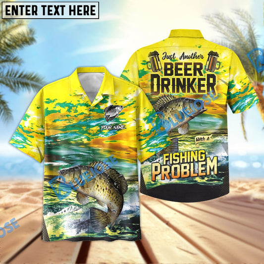 BlueJose Crappie Fishing Beer Drinker Yellow Sky Personalized All Over Print 3D Hawaiian Shirt