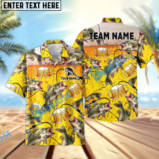 Bluejose Bass Fishing Beer Swimming Custom Name & Team Name 3D Shirts