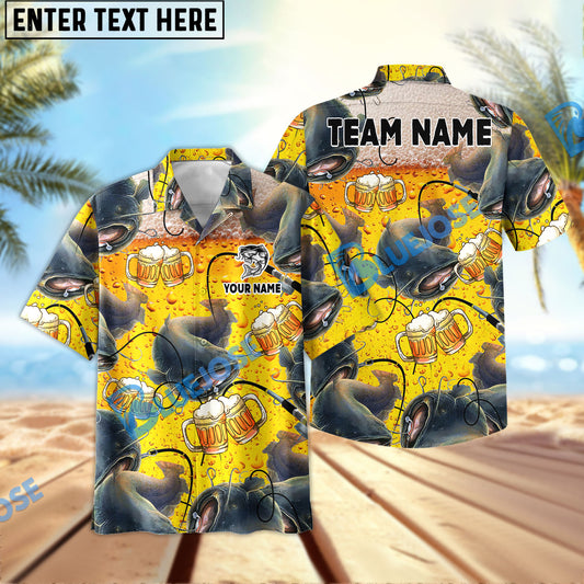 Bluejose Catfish Fishing Beer Swimming Custom Name & Team Name 3D Shirts