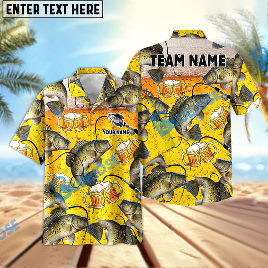 Bluejose Crappie Fishing Beer Swimming Custom Name & Team Name 3D Shirts