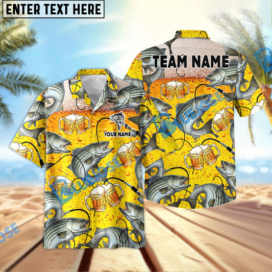 Bluejose Striped Bass Fishing Beer Swimming Custom Name & Team Name 3D Shirts