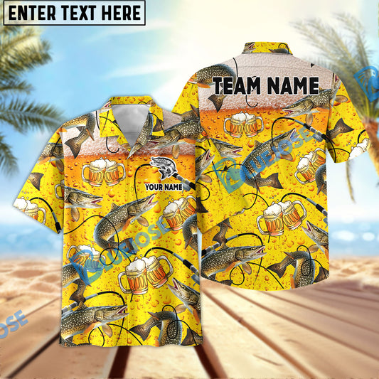 Bluejose Pike Fishing Beer Swimming Custom Name & Team Name 3D Shirts