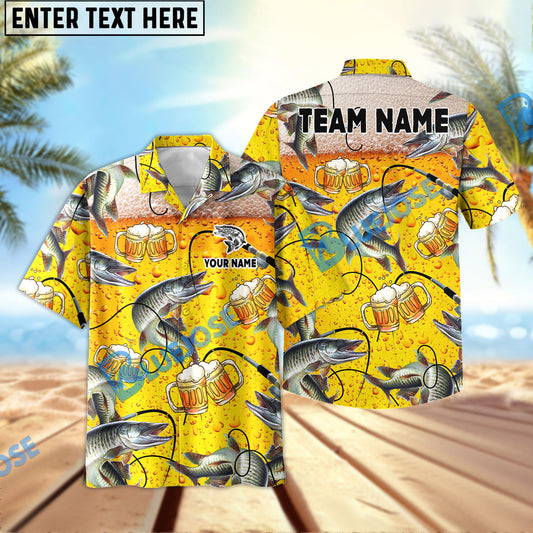 Bluejose Musky Fishing Beer Swimming Custom Name & Team Name 3D Shirts