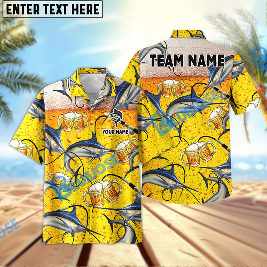 Bluejose Marlin Fishing Beer Swimming Custom Name & Team Name 3D Shirts