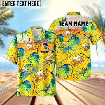 Bluejose Mahi mahi Fishing Beer Swimming Custom Name & Team Name 3D Shirts