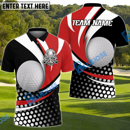 BlueJose Golf Curved Dot Pattern Customized Name, Team Name 3D Shirts (4 Colors)