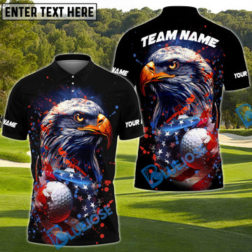 BlueJose Golf American Eagle Flag Paint Pattern Customized Name, Team Name 3D Shirts (4 Colors)