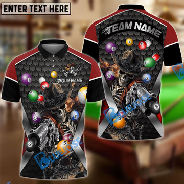 BlueJose Billiards Ball 8 Skull Gunslinger Personalized Name Shirt (4 Colors)