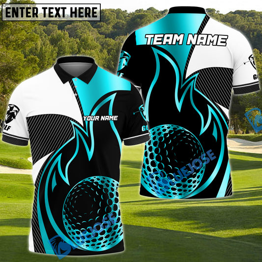 BlueJose Golf Royal Flame Customized Name, Team Name 3D Shirts (4 Colors)