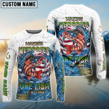 Bluejose Walleye Fishing Patriotic Splash ‚ÄúMaking Memories One Fish At A Time‚Äù Custom Name & Team Name 3D Shirts