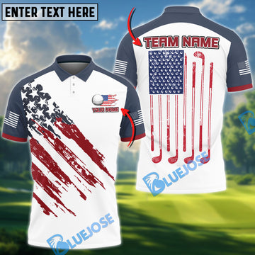 BlueJose American Flag Champion Golf Customized Name, Team Name 3D Shirt