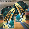 BlueJose Bowling And Pins Gold Flame Power Premium Customized Name, Team Name 3D Shirt (4 Colors)