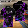 BlueJose Bowling And Pins Flame Strike Minimalist Black Customized Name, Team Name 3D Shirt (4 Colors)