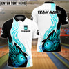 BlueJose Bowling And Pins Flame Ball Royal Design Customized Name, Team Name 3D Shirt (4 Colors)