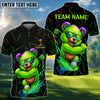 BlueJose Neon Bear Golf Polo Shirt, Customized Name & Team Name 3D Shirts (4 Colors)