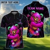 BlueJose Neon Bear Golf Polo Shirt, Customized Name & Team Name 3D Shirts (4 Colors)