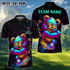 BlueJose Neon Bear Golf Polo Shirt, Customized Name & Team Name 3D Shirts (4 Colors)