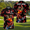 BlueJose Halloween Skeleton Golf Polo Shirt, Customized Name & Team Name 3D Shirts (4 Colors)