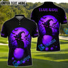 BlueJose Halloween Black Cat Golf Polo Shirt, Customized Name & Team Name 3D Shirts (4 Colors)