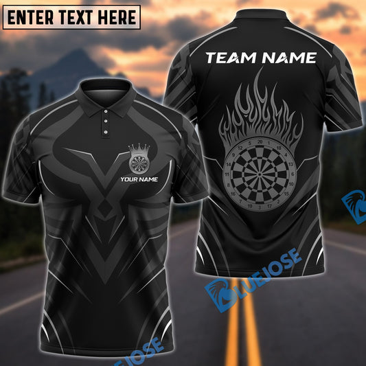 BlueJose Darts Flaming Target Crown Pattern Customized Name, Team Name 3D Shirt (4 Colors)